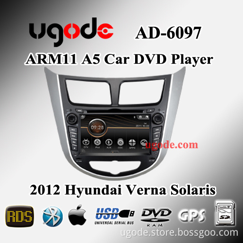 7" Ugode in dash 2 din car dvd gps player for Hyundai Verna